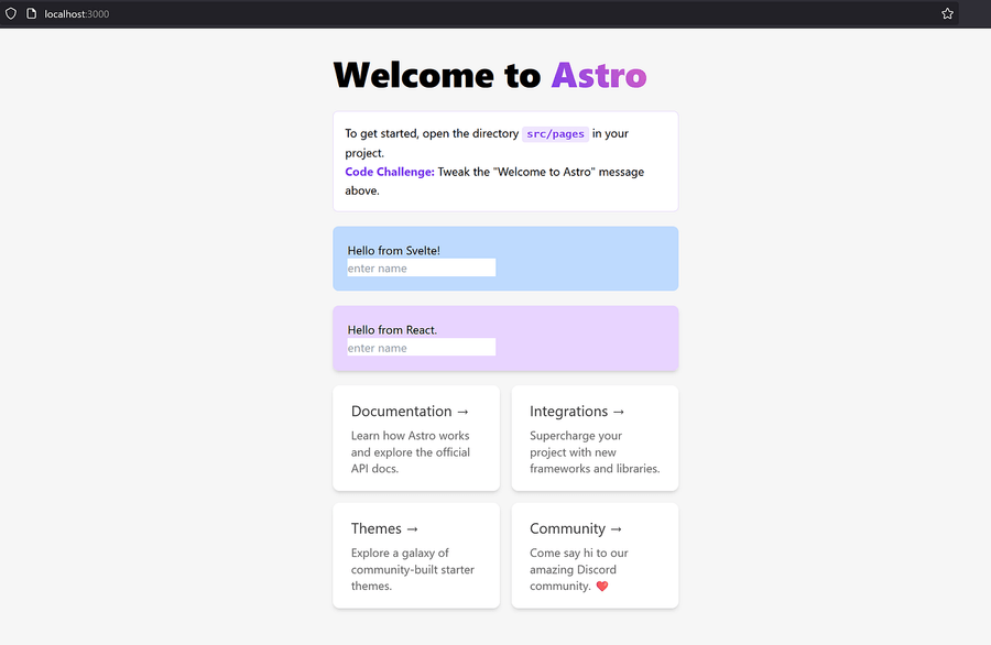How to use React and Svelte components inside Astro with TailwindCSS.